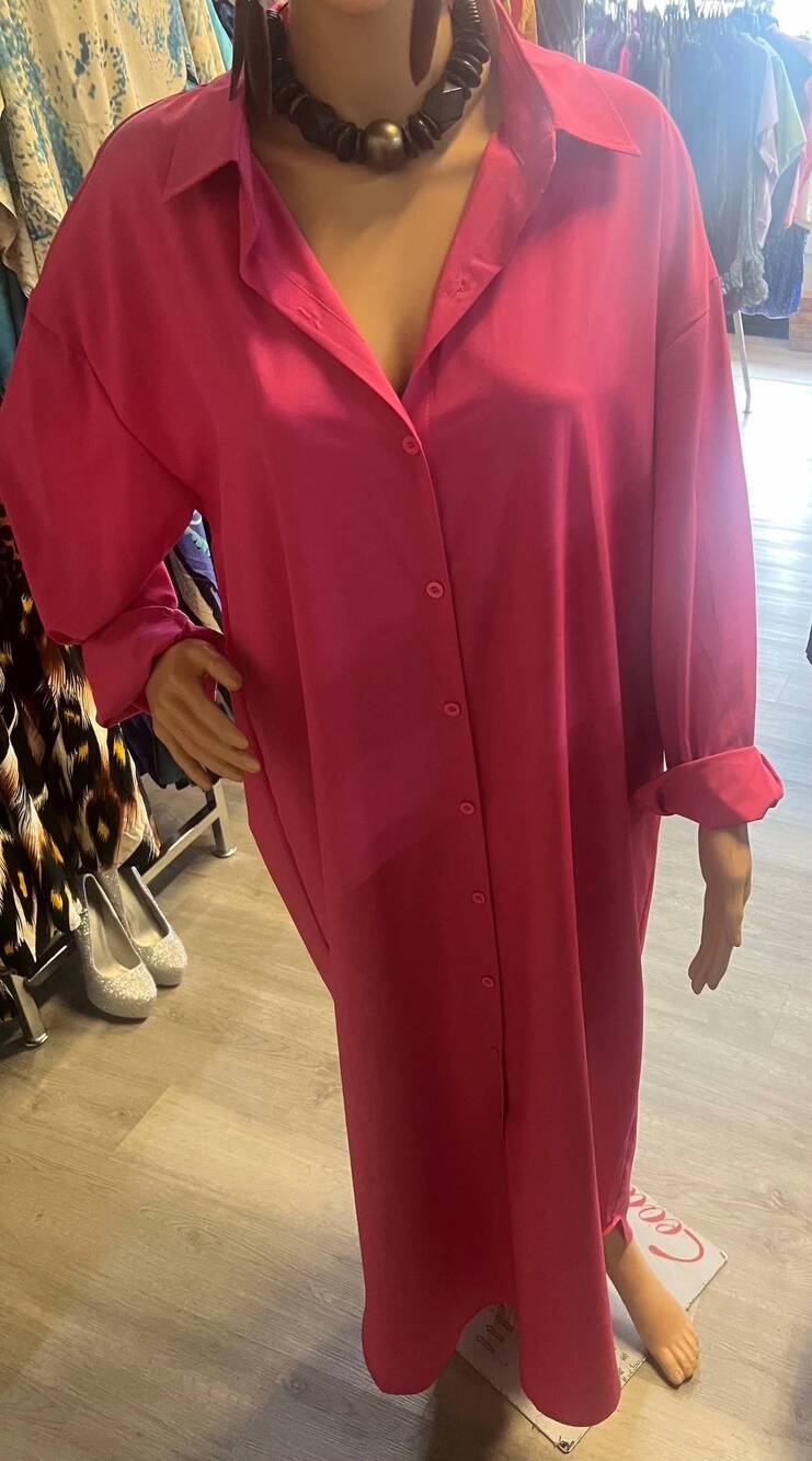 NEW SHAWL DAWLS women's effortless flow duster dress in barbie pink